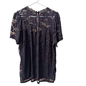 Torrid Top Womens 2X Black Lace Sheer Keyhole Lined Plus Whimsigoth Witchy